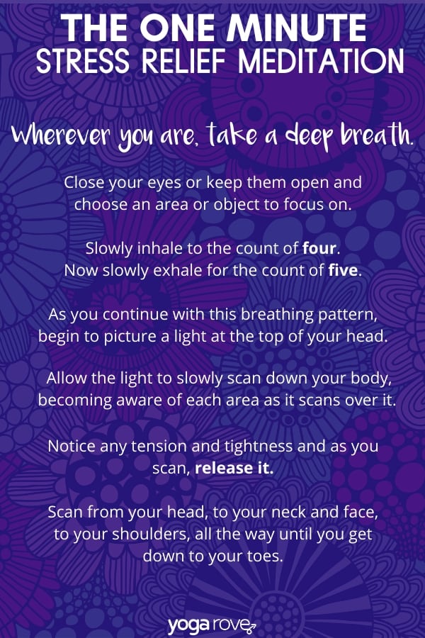 One Minute Stress Relief Meditation infographic