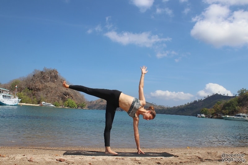 Half moon pose- yoga for glutes and legs
