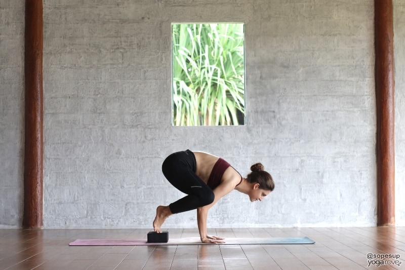 practice on yoga block