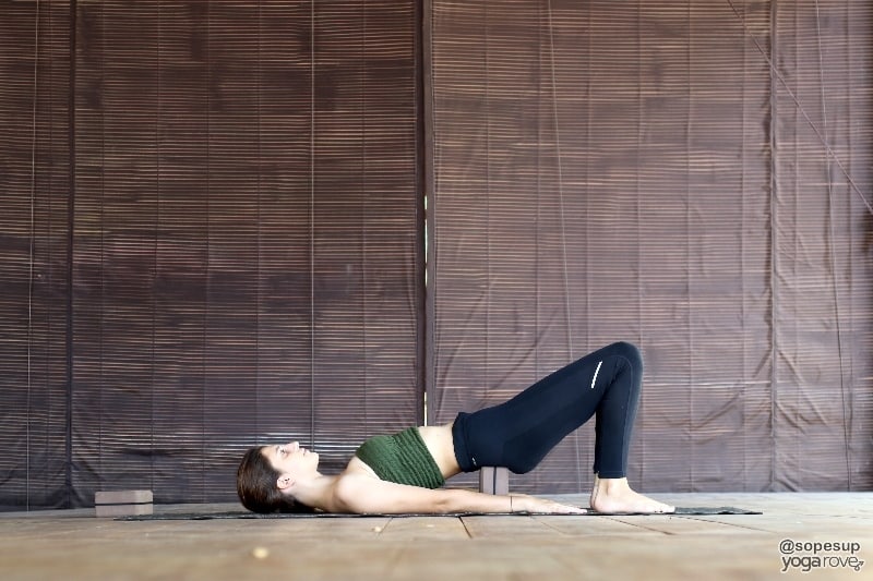 supported bridge- gentle yoga