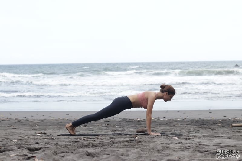 yogi practicing plank pose in sun salutation