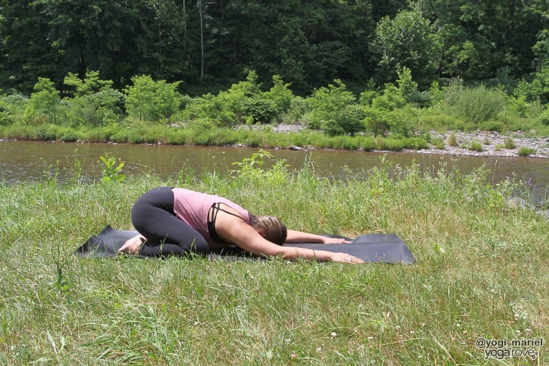 yogi practicing child's pose for flexibility