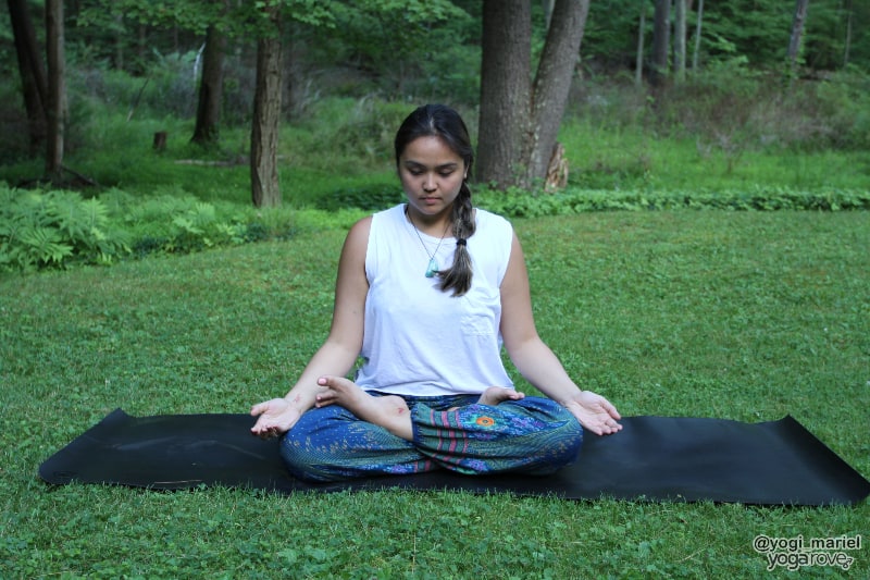 yogi in pose, breathing.