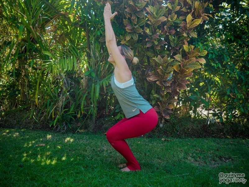 yogi holding chair pose for a short amount of time for benefits