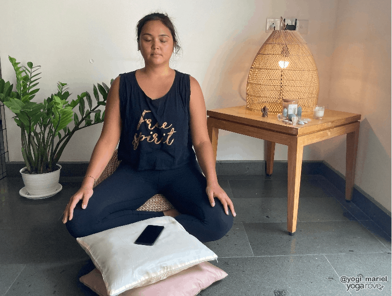 Yogi meditating with app