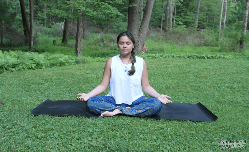 Yogi practicing Easy pose 