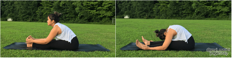Yogi practicing Seated Forward Bend variations 